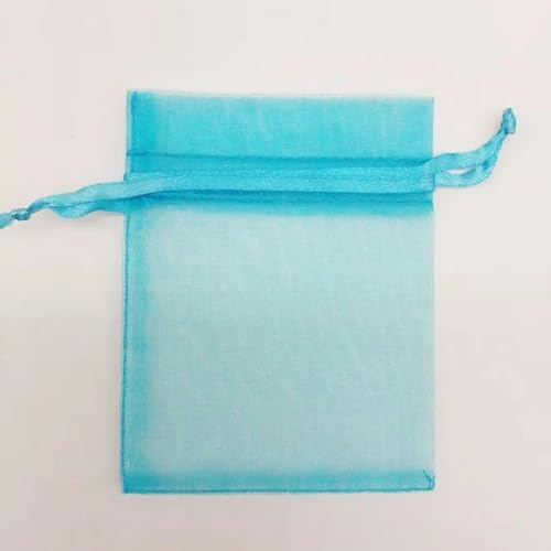 100 Stück 17 x 23 20 x 30 25 x 35 30 x 40 Organzabeutel für Schmuckverpackungen, Displays, Weihnachtshochzeiten, Schmuckaufbewahrung, Kordelzugbeutel-Seeblau-30 x 40 cm