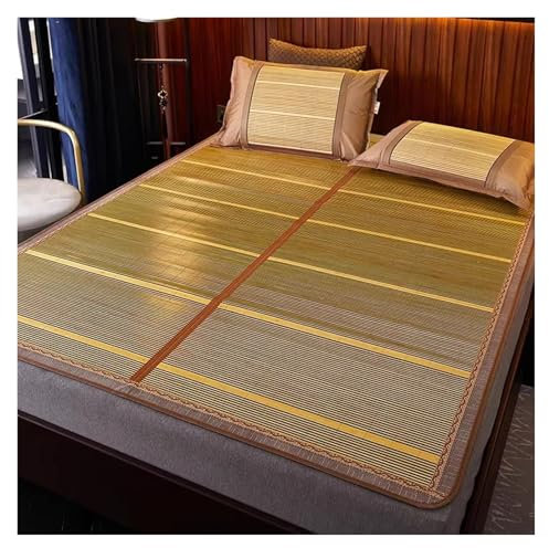 Sommerschlafmatte Schlafmatte Rattan, 0,8–1,8 m Bambus-Isomatte for den Schlafsaal von Schulen zu Hause(Green,0.9x1.9m/2.9x6.2ft)