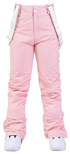 HOMDECR Skihose Für Damen Und Herren, Skihose – Skihose, Gefütterte Skihose Mit Taschen, Integrierter Schneefang – Ideal Zum Skifahren Im Winter (Rosa,L)