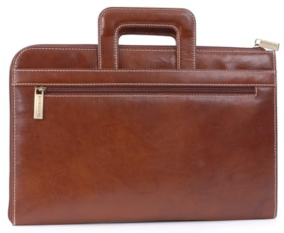 Bucklestone - Herren A4 Leder Notizbuchtasche - Schreibmappe - Konferenzmappe mit Einziehbaren Griffen – Westminster - Hellbraun