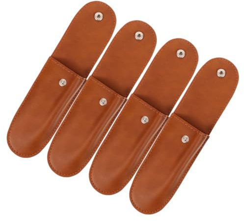 COSMEVIVI Tragbares Mundharmonika Etui Kleine Mundharmonika Tasche 4 Stück aus Braunem Pu Leder mit Leichtem Design zur Aufbewahrung für Reisen und Outdoor Einsatz