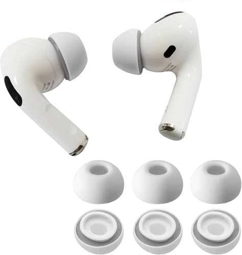 KASOTT Verbesserte Ohrstöpsel aus Memory-Schaum für AirPods Pro 1. und 2. Generation, Bequeme Schaumstoff-Ohrstöpsel, bessere Geräuschunterdrückung, 3 Paar Ersatzspitzen (White, Small)