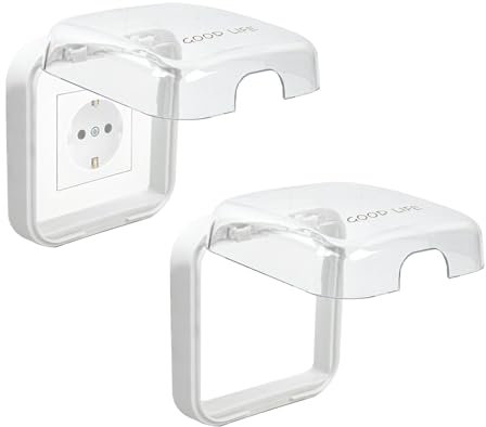 Cache Interrupteur Mural, 2 Pièces Boîtier Étanche Plastique Interrupteur Mural Type 86 Réversible Cache Prise Murale Étanche Sans Perçage pour Salle de Bain Chambres Cuisine Extérieur, Transparent
