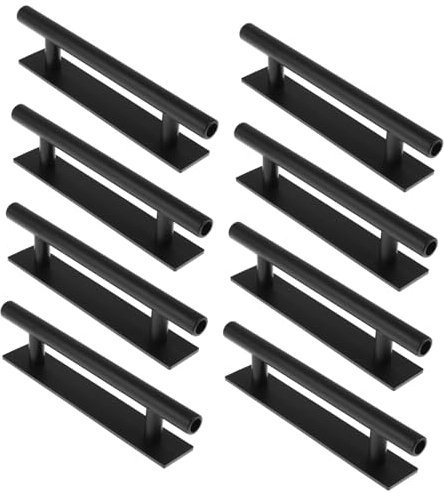 HOMOCONO 8pcs No-Drill Self-Adhesive Abs Blind Window Pull Handles Black Plastic Door Handle with Firm Grip for Sliding Doors Cabinets Easy Install