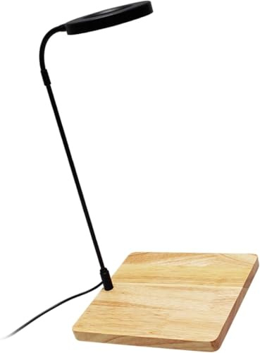 PTILSERY Lampe LED rotative pour aquarium avec support en bois naturel pour petits aquariums, plantes grasses en pot