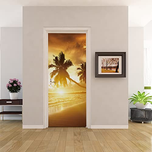 3D Türtapete 70x200 Türaufkleber Selbstklebend Türfolie Poster Fototapete Türbilder Türtattoos Wasserdichte Tür Stickers für Kinderzimmer Wohnzimmer Badezimmer Meereslandschaft