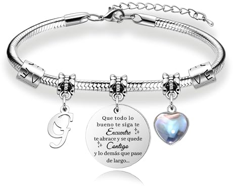 Awyuan Regalos para Mujeres Pulsera de Plata con Letras Iniciales - Regalo Personalizado para Hija, Sobrina, Hermana, Amiga, Adolescente, Madre y Tía (G)