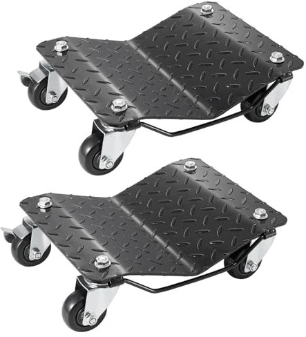 MNEVZX Rollen Mover Auto-Reifen-Rad-Trolley, 2/4 Stück, 1500 Pfund Tragkraft, Fahrzeug-Skates, beweglicher Reifen mit 4 Rollen Anhänger stützrad(2PCS)