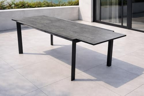 Gardissimo XXL Ausziehtisch PSPC 190/260x100 cm Anthrazit, Gartentisch Ausziehbar, Esstisch, Aluminium, Wetterfest, Outdoor