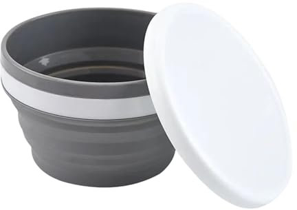 Contenedores plegables de silicona para almacenamiento de alimentos con tapas, recipientes plegables para horno microondas, silicona de grado alimenticio, para exteriores, senderismo, picnic (gris, S)