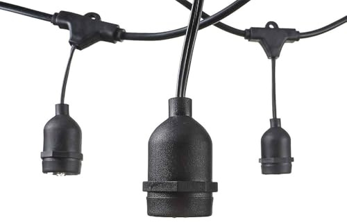 Luces de exterior colgantes, 10 lámparas E27, IP65, 6m, con enchufes suspendidos, ideales para decorar jardines y terrazas.