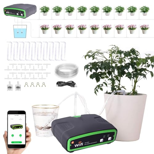 BewäSserungssystem Mit Doppelte Pumpe, Wifi Automatische BewäSserung, Diy TropfbewäSserungsset Gesteuert üBer App, BewäSsern Sie 20 Pflanzen Einmal, FüR Balkon KüBelpflanzen