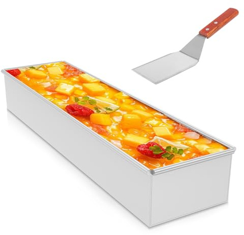 harupink Backrahmen Rechteckig,Tiramisu-Kuchenform aus Aluminiumlegierung mit Kuchenschaufel,Antihaftbeschichtete Tiramisu Form,Hohe Temperaturbeständigkeit,für Tortenzubereitung Toast Brote(Behoben)