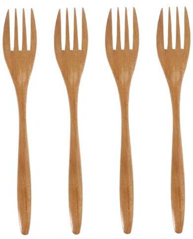 Cabilock 4piezas Utensilios De Cocina De Madera Tenedores y Cucharas Tenedor Resistente Al Desgaste