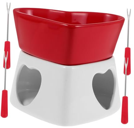 Sosoport Fondue Cerámica Completo Olla Quemador Compatible Queso Leche Postres Diseño Elegante Fácil Limpiar