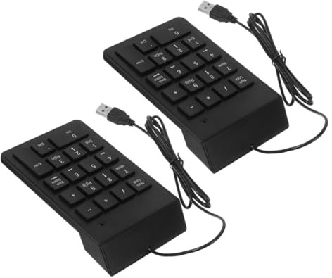 SEWACC Pavé Numérique USB 18 Touches pour Ordinateur Portable, Lot de 2 | Noir en Plastique, Format Mince et Compact, Accès Rapide, Usage Professionnel et Mobile