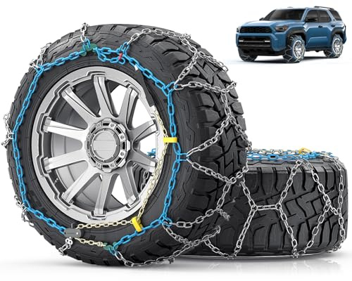 Snow-Chains Easy Install Tire-Chains, One-Pull Fit Heavy-Duty Tire Snow Chains for Pickup Trucks & SUVs Off-road, Emergency Tire Traction Car Tires 265 275 285 295 305 315 - Set of 2 (SCRV270)