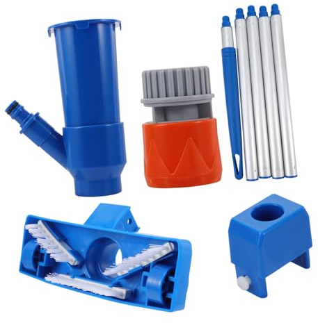 FONDOTIN Kit de Herramientas para Limpieza de Piscina Cepillo Inferior de Plástico Resistente Accesorio de Succión por Vacío con Base Set Portátil y Duradero para de Depuradoras