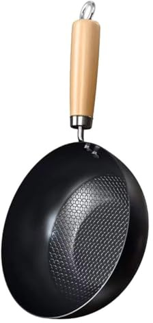 Hemobllo Sartén Sin Revestimiento Pequeña De Cocina Wok De Hierro Antiadherente Para Uso Fogones Eléctricos Sartén Wok Tradicional Para Stir-fry Chino