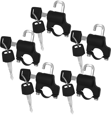 DECORNIJIA 5 Juegos Candado para Casco de Motocicleta con Llave Soporte Seguro para Manillar de Resistente la Intemperie para Scooters Eléctricos y Motos Bloqueo Antirrobo y Duradero