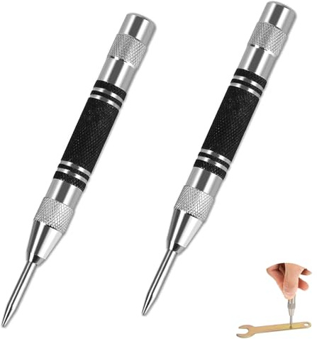 2 PCS Automatic Centre Punch, Center Punch, Centre Punches for Metal, for Machinists Glass Wood Thin Steel Sheets and More Materials