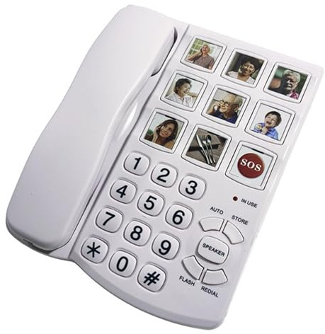 drburpily Bildtelefon med sladd för äldre med höga ringsignaler och handsfreesamtal ABS-mobiltelefoner för hörselskadade