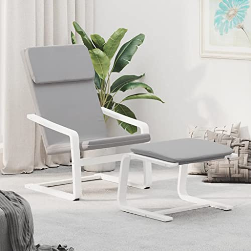 Owoxanthellate Poltrona relax grigio chiaro con poggiapiedi, 59 x 82 x 98 cm, 100% poliestere, in legno di betulla massiccio, ergonomica, per soggiorno, camera da letto o home cinema