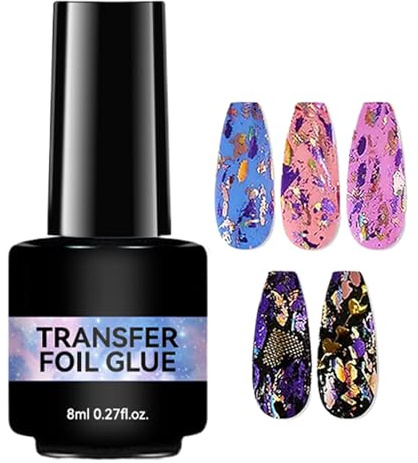 Yuemeuy Gel Colle pour Foil à Ongles | 8 ml Adhésion Forte,Gel à Feuilles pour Lampe UV | pour Manucure DIY à Domicile et Créations Décoratives sur Ongles