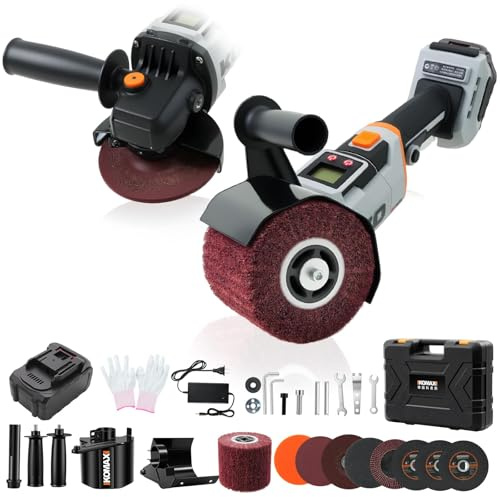 3IN1 Burnishing Polishing Machine & Buffer Polisher & Angle Grinder, 800W Brushless Handheld Electric Metal Burnishing Machine with 4.0Ah Batteries, Variable Speed, 7500RPM With Polishing Wheel