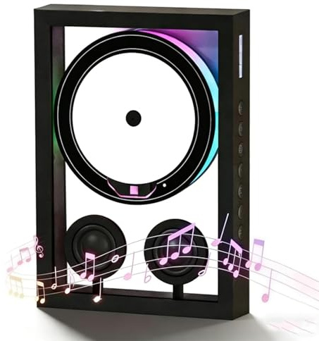 Bluetooth CD Player, Wall Mountable Music Frame with Multiple Play Modes, 4 Ambient Light Types, 3 Placement Options for Home and Corridor Decor