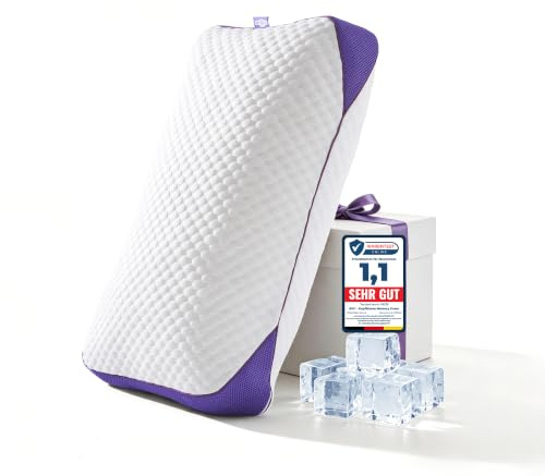 BPC Kopfkissen 50x75 cm 1er Set, Höhenverstellbares Memory Foam Kissen | Ergonomisches Nackenkissen | Memory Foam Pillow | Kühlende Seite & Bambusbezug | Atmungsaktiv & Hypoallergen