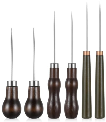 Yoeruers Awl Tool Set 6 Pcs Leather Punch, for Hide Sewing, Stitching Marking Awls Tools in Crafts Wood, Shoe Repair