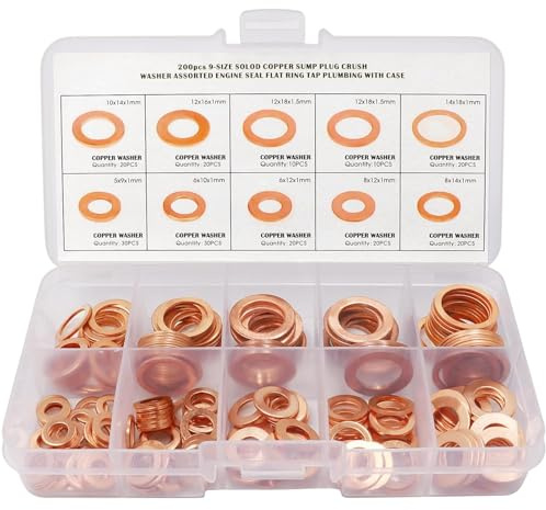 ADNEWX Rondelle Cuivre, Joint Vidange Assortiment Kit 200 Pcs