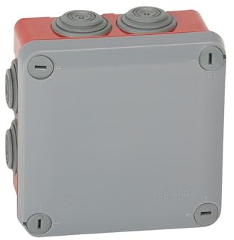 092025 Boîte de dérivation carrée Plexo dimensions 105x105x55mm ROUGE pour ERP - 7 entrées - Legrand