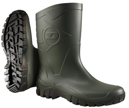 DUNLOP Flying Dee – skyddande skor unisex vadlängd PVC korta Wellington stövlar, 100% vattentäta och kemikaliebeständiga, gRÖN, 41 EU