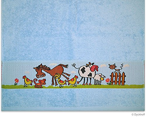 Dyckhoff Kinderfrottierserie Handtuch Pferd, Blau 50 x 100 cm