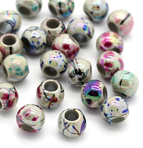 The Bead and Button Box - 100 Acrylic Multi coloured Drawbench Beads. 8mm. Hole size 4mm Ideal for jewellery making, bracelets, necklace, and other crafts