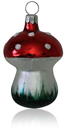 Lauschaer Glas Fliegenpilz klein 3 Stück Christbaumschmuck Weihnachtsbaumschmuck mundgeblasen,handdekoriert Original