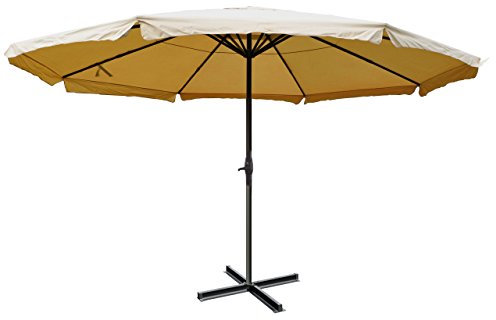 Mendler Sonnenschirm Meran Pro, Gastronomie Marktschirm mit Volant Ø 5m Polyester/Alu 28kg ohne Ständer - creme