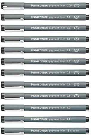 Staedtler 308 AMZ 02 - Pigment Liner-Paket, Grundausstattung für Zentangel, 12 teilig