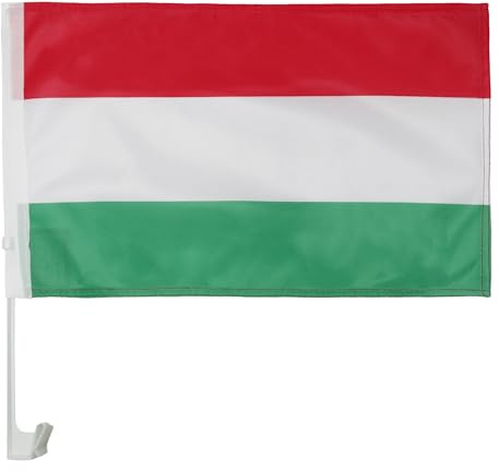 AZ FLAG Autofahne Ungarn 45x30 cm Ungarische Mesh-Polyester Saugnapf | Für außen Autoflagge Magyarország genähte wetterfeste Ausführung mit Kunststoffstab
