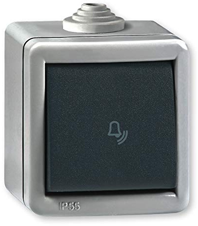 Aufputz Klingeltaster 10AX/250V~ / IP 55 (Metallausführung) Grau mit Wippe in Anthrazit