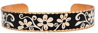 FRONT LINE JEWELRY Pulseras de cobre nativo americano: lobo, oso, caballo, Zia, Pueblo, girasol, mariposa, libélula, flor, gato, arce, tortuga, 6.50 inches, Cobre, Sin piedra preciosa