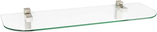 ib style® Glasregal 6mm |inkl. Befestigungsclip QUADRO Edelstahloptik | 11 Größen| 2 Dekore | Klar | 40 x 30 cm