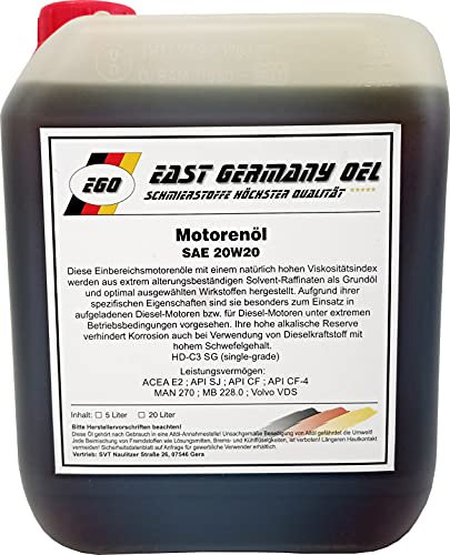 Motorenöl SAE 20W20 Kanister 5 Liter Inhalt