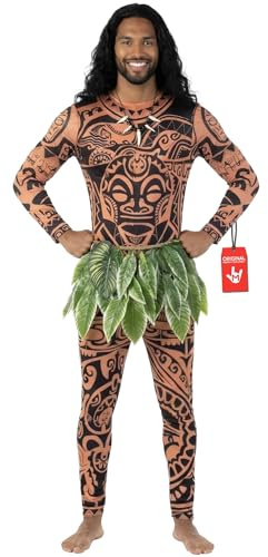 Morph polynesisk kostym vuxna män, Hawaiian maskeradklänning, lövkostym halloween karaktär kostymer för män, X-Large