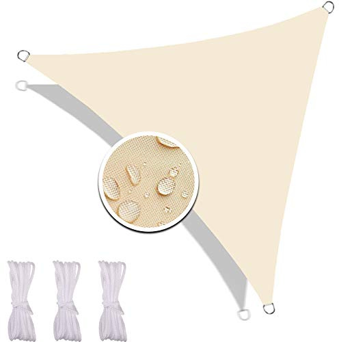 Redfire Imperméable Voile d'ombrage 4.5X4.5X4.5M, Résistance aux Déchirures Voile d'Ombrage Camouflage Collocation Gratuite Tissu Oxford Compris Corde Fixation pour Patio Beige
