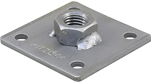PITZL 90000.4001 5-Lochplatte 100x100x6 mit Mutter M24 verschweißt ZiNiP beschichtet, Silber
