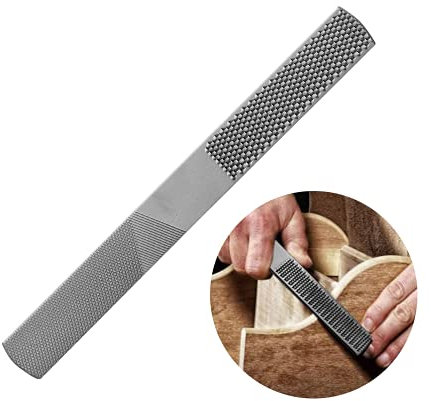 ericotry Lime à bois 4 en 1 en acier au carbone Demi-ronde Râpe plate pour travail du bois Râpe de sculpture Outil grossier pour bois Métal souple Plastique (20,3 cm)