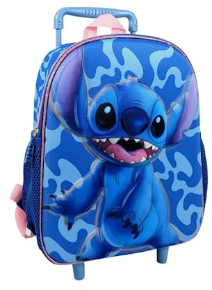 mybagstory - Trolley – Stitch – Blau – Kinder – Schule – Kindergarten – Grundschule – Schulranzen für Mädchen – Größe 30,5 cm – verstellbare Träger – Rollen – Geschenkidee – 100 Jahre Disney